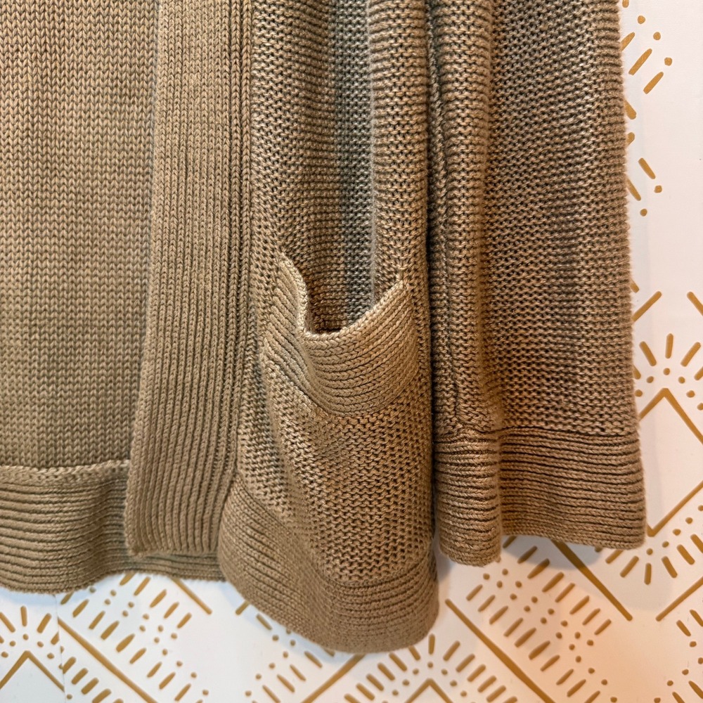 J. Crew Cardigan Women S Khaki 100% Linen Open Front Spring Sweater Lagenlook - Picture 3 of 8
